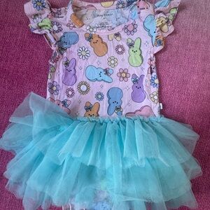 Posh Peanut Pink and Blue Bunny Bodysuit